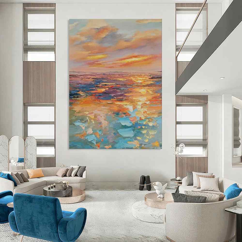 Balcony Handmade Living Coastal Bedroom Abstract Canvas Wall Art 7YKAR